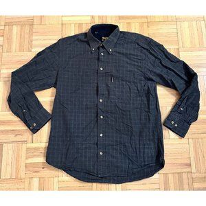 Barbour The Country Shirt Button-Down Mens Medium Gray Plaid Corduroy Trim